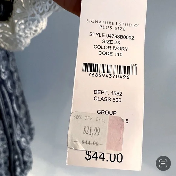 NWT Signature Studio Plus boho top with ties Sz.2X - Picture 7 of 8